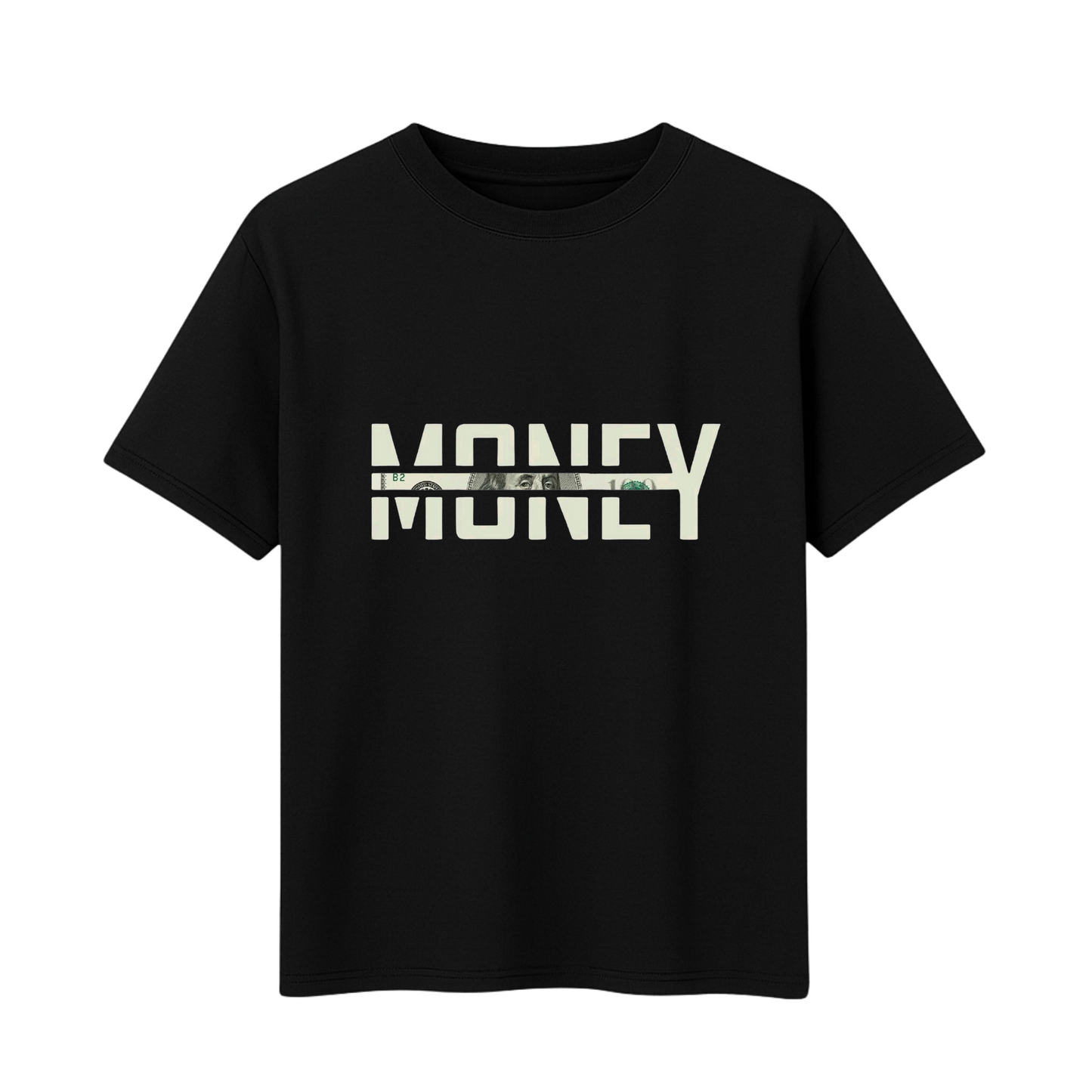 Men's Cotton Printed T-Shirt MONEY (Black, Short Sleeve, 180GSM)