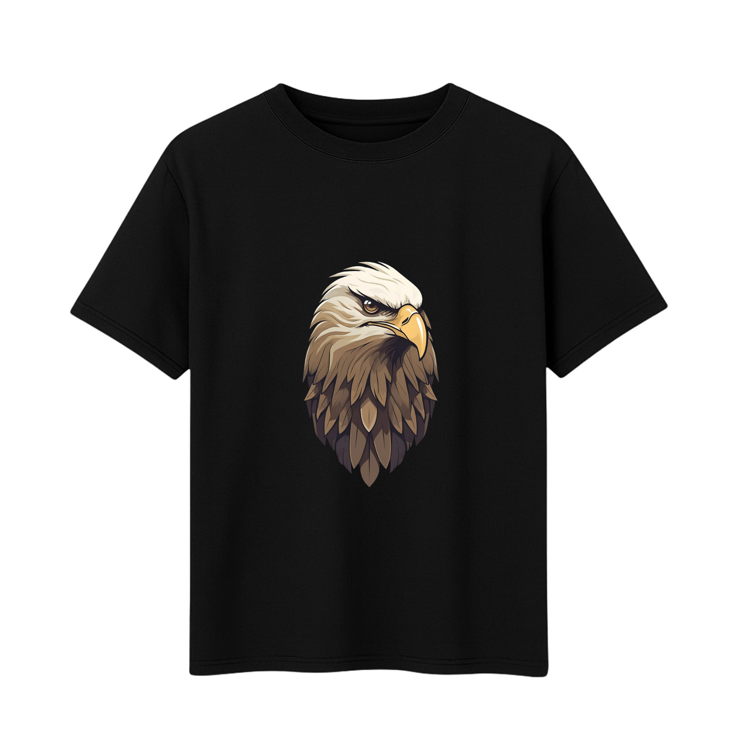 Men's Cotton Graphic T-Shirt Eagle Bird (Black, Short Sleeve)