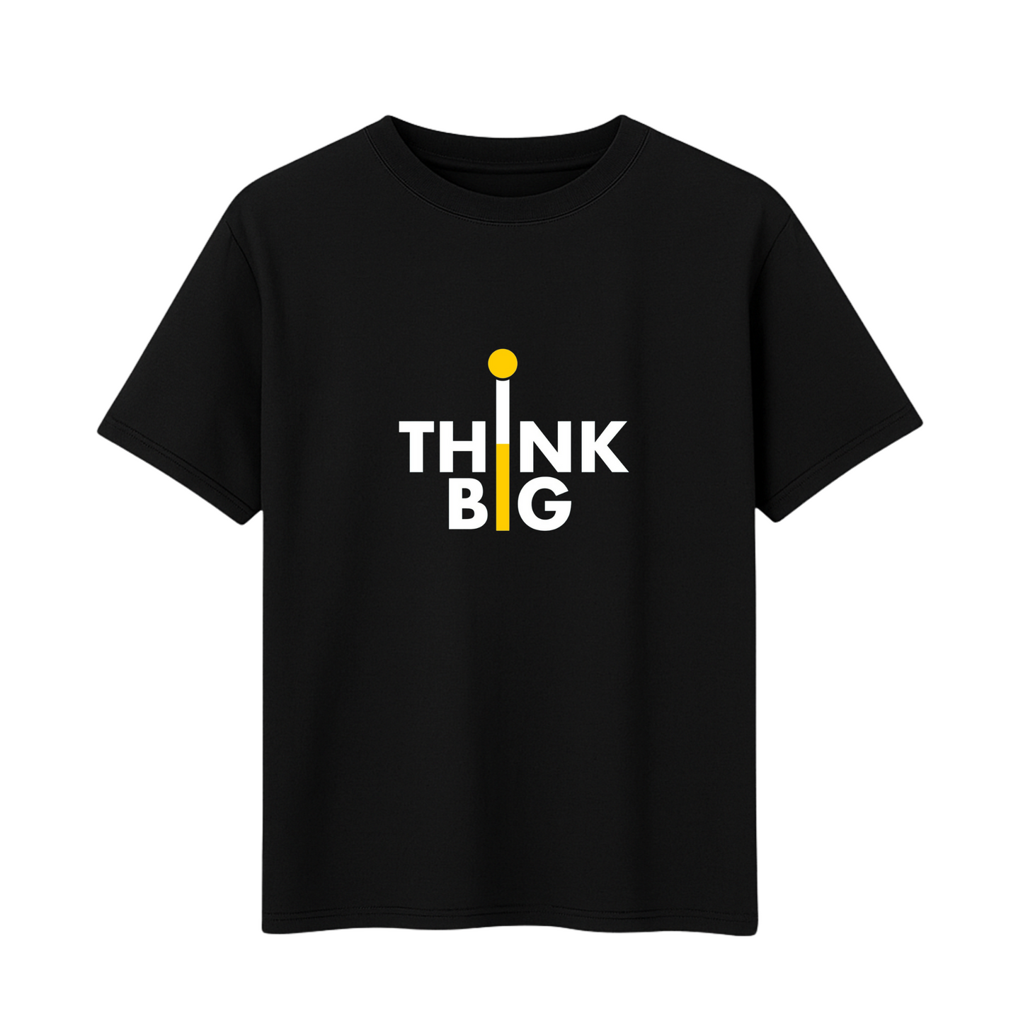 Men's Short Sleeve Printed T-Shirt Think BIG (Black & Navy Blue) Cotton