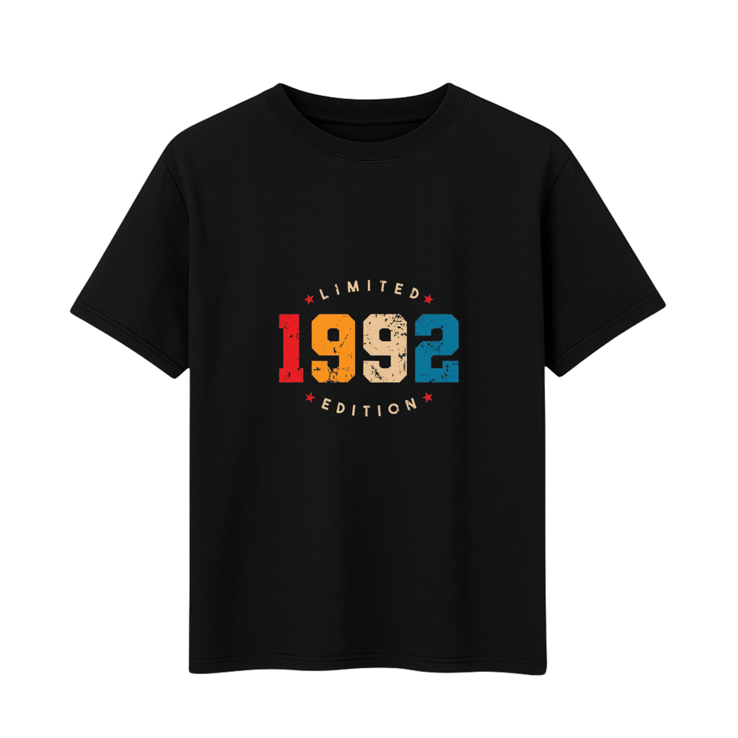 Men's Short Sleeve 1992 Limited Edition Printed T-Shirt (Black & Navy Blue, Cotton)