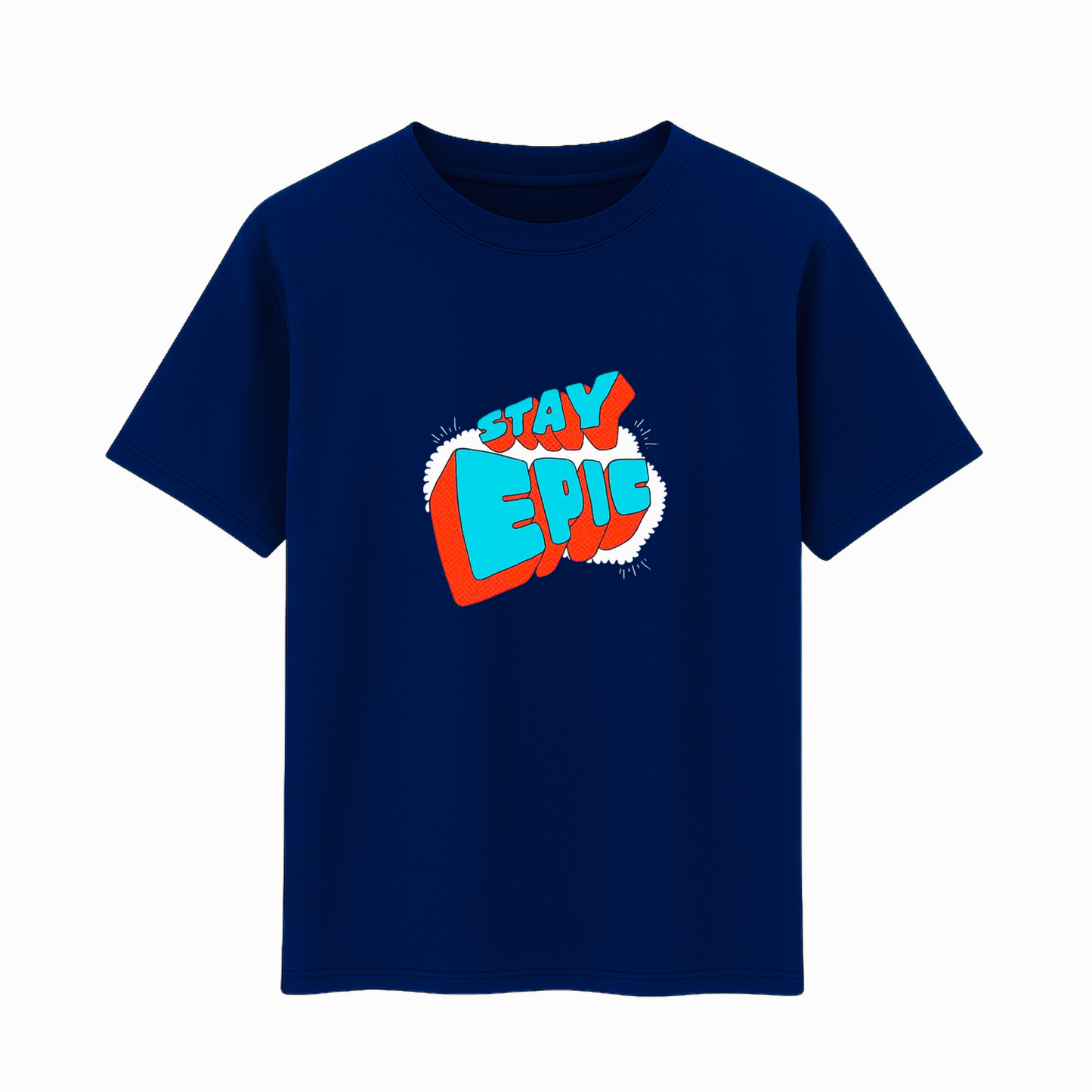 Stay Epic Printed T-Shirt ( Cotton, 180SM, Black & Navy)