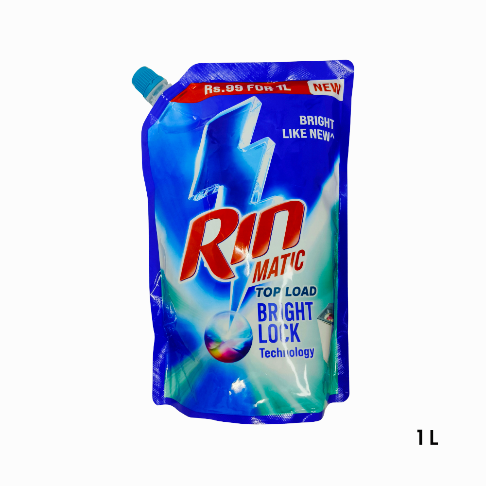 Rin Matic Top Load Liquid Detergent Refill (Blue Pouch - 1 Liter)