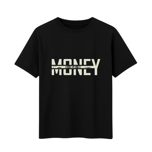 Men's Cotton Printed T-Shirt MONEY (Black, Short Sleeve, 180GSM)