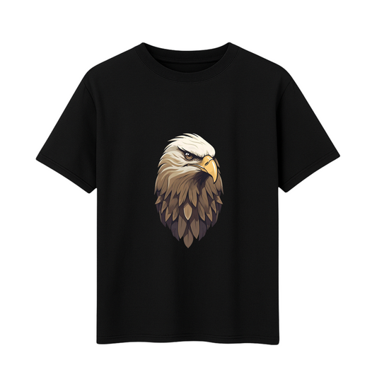 Men's Cotton Graphic T-Shirt Eagle Bird (Black, Short Sleeve)