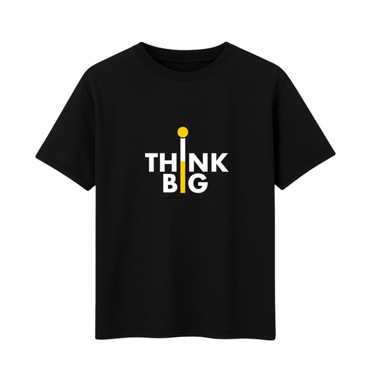 Men's Short Sleeve Printed T-Shirt Think BIG (Black & Navy Blue) Cotton