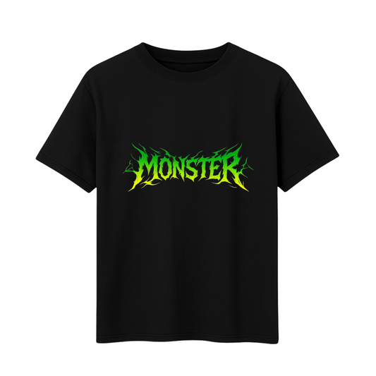 Men's Printed Monster Printed Cotton Black T-shirt ( Short Sleeve, 180GSM )
