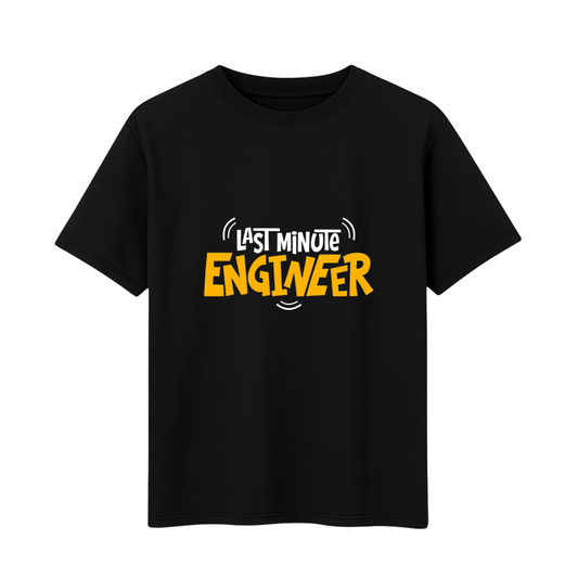 Last Minute Engineer Printed T-Shirt ( Black, Cotton, 180GSM )