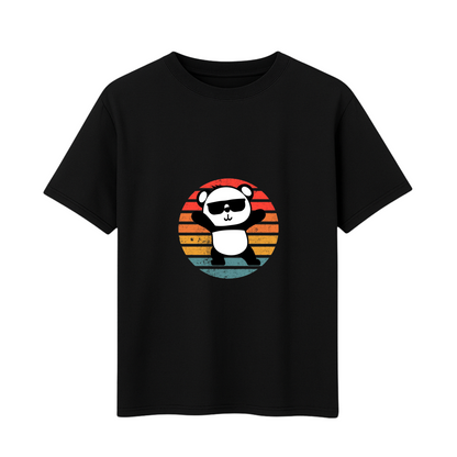 Cotton Printed T-Shirt - Panda Design (Black, Navy & White, 180 GSM)