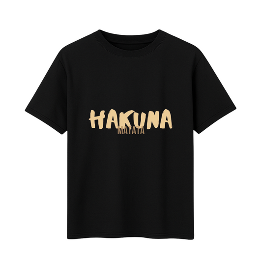 Hakuna Matata Printed T-Shirt Cotton Short Sleeve ( Black & Navy Blue Colour)