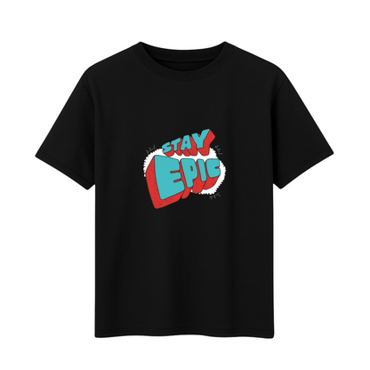 Stay Epic Printed T-Shirt ( Cotton, 180SM, Black & Navy)