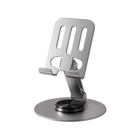 Foldable Aluminium Mobile Stand with 360° Rotation – Adjustable Desk Holder