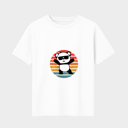 Cotton Printed T-Shirt - Panda Design (Black, Navy & White, 180 GSM)