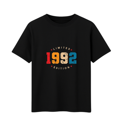 Men's Short Sleeve 1992 Limited Edition Printed T-Shirt (Black & Navy Blue, Cotton)