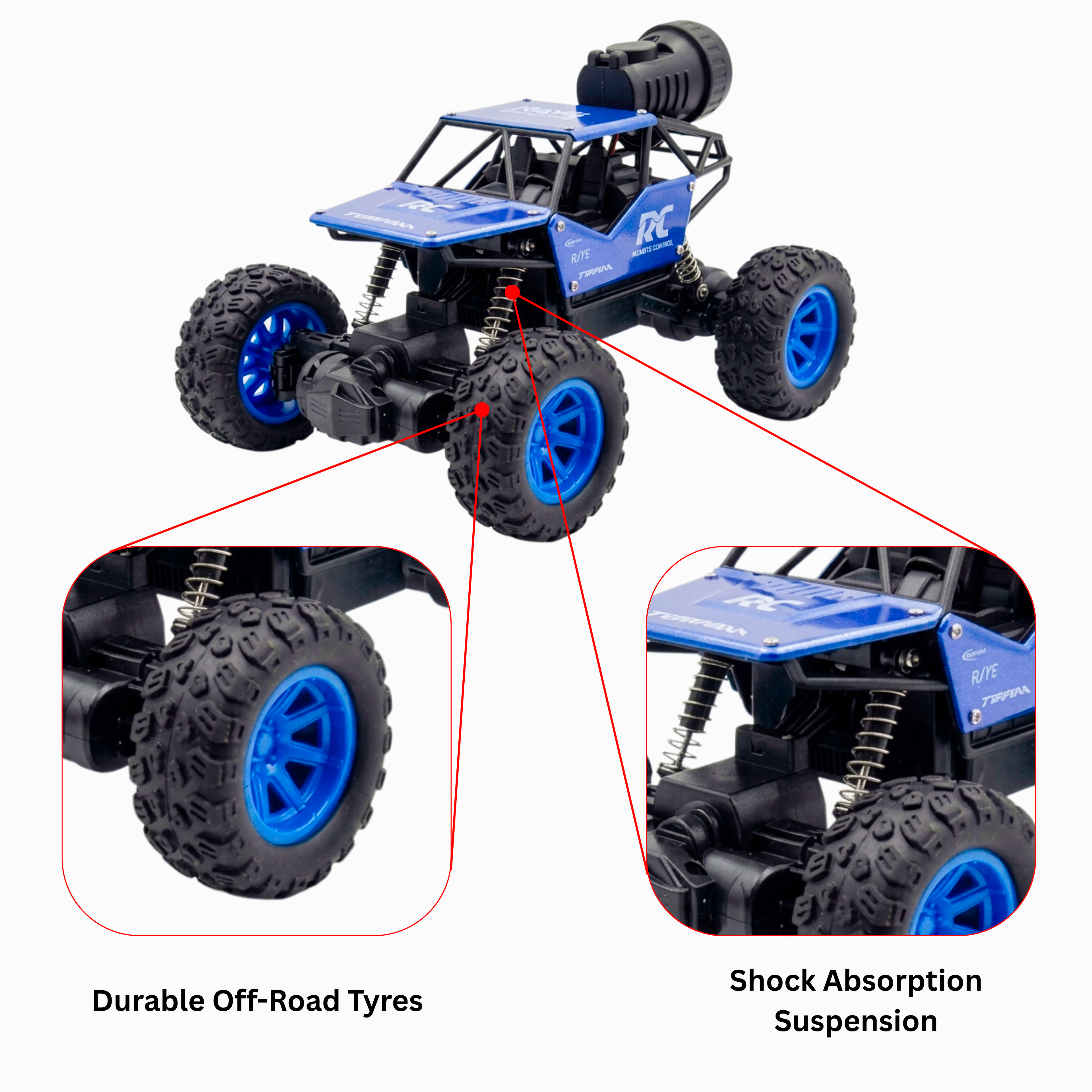 RC Rock Crawler | 1:18 Scale | Remote Control Off-Road Car for Kids | Rechargeable Battery | BLUE COLOUR