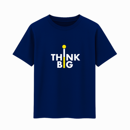 Men's Short Sleeve Printed T-Shirt Think BIG (Black & Navy Blue) Cotton