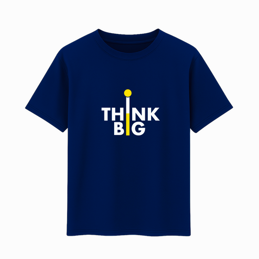 Men's Short Sleeve Printed T-Shirt Think BIG (Black & Navy Blue) Cotton