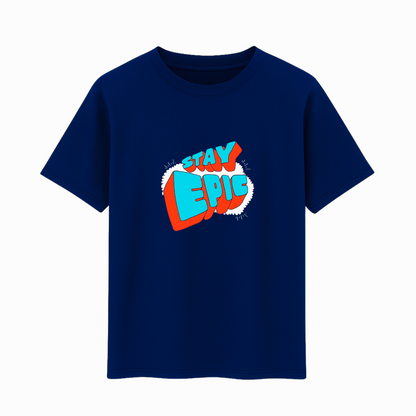 Stay Epic Printed T-Shirt ( Cotton, 180SM, Black & Navy)