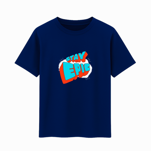 Stay Epic Printed T-Shirt ( Cotton, 180SM, Black & Navy)