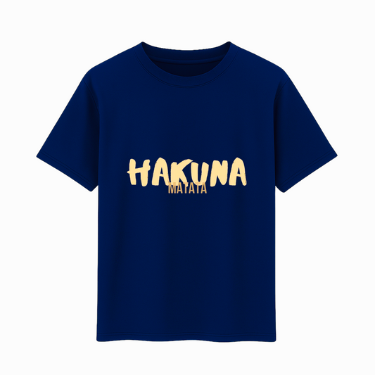 Hakuna Matata Printed T-Shirt Cotton Short Sleeve ( Black & Navy Blue Colour)