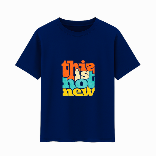 Cotton Printed T-Shirt – This Is Not New (Navy Blue & Black, 180 GSM)
