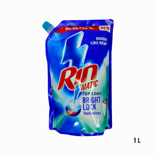 Rin Matic Top Load Liquid Detergent Refill (Blue Pouch - 1 Liter)
