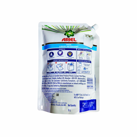 Ariel Matic Liquid Detergent – 𝟭𝗟 Pouch | For Top Load