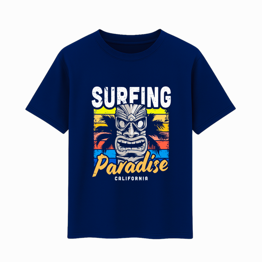 Surfing Paradise – Navy Blue Cotton Tee