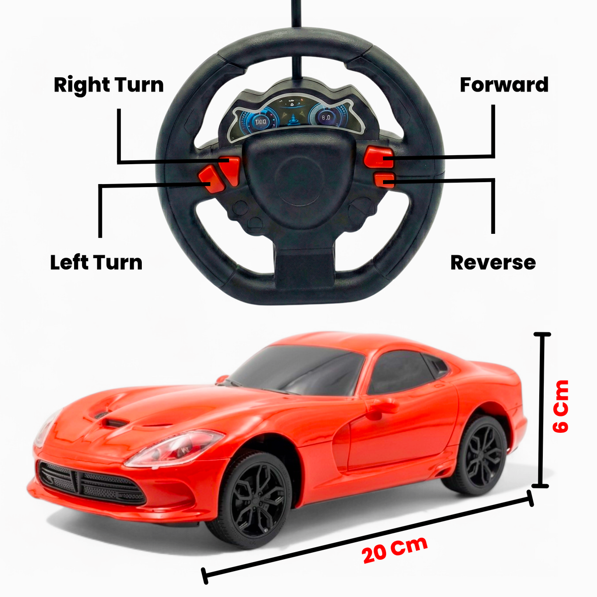 RC Dodge Viper Car | Remote Control Car for Kids | RED COLOUR