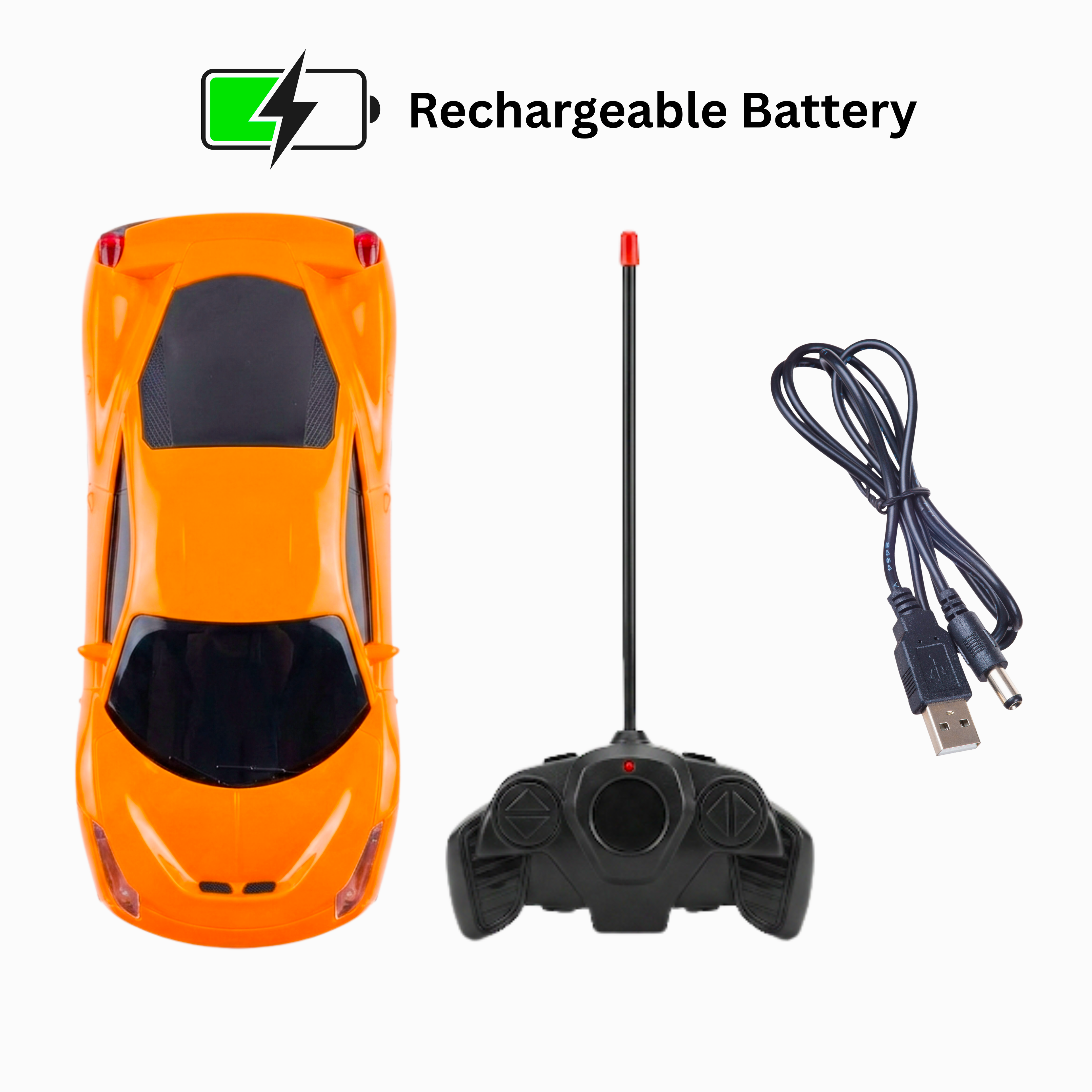 RC Modern Car | Remote Control Car for Kids | Rechargeable Battery | ORANGE COLOUR