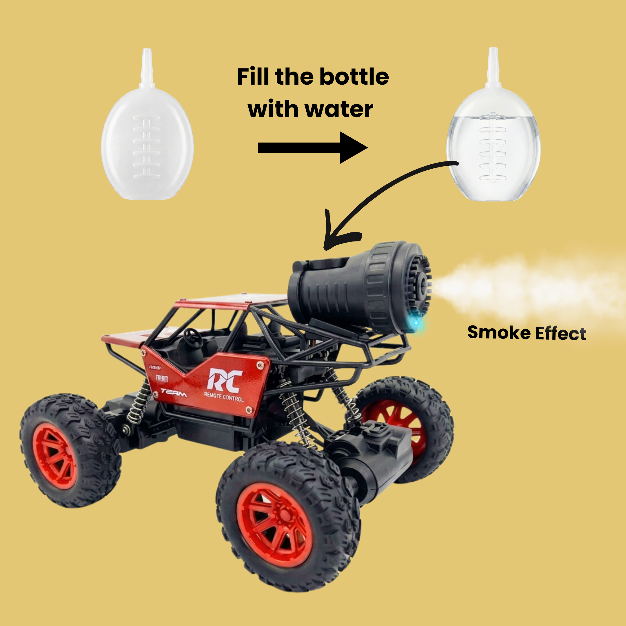RC Rock Crawler | 1:18 Scale | Remote Control Off-Road Car for Kids | Rechargeable Battery | RED COLOUR